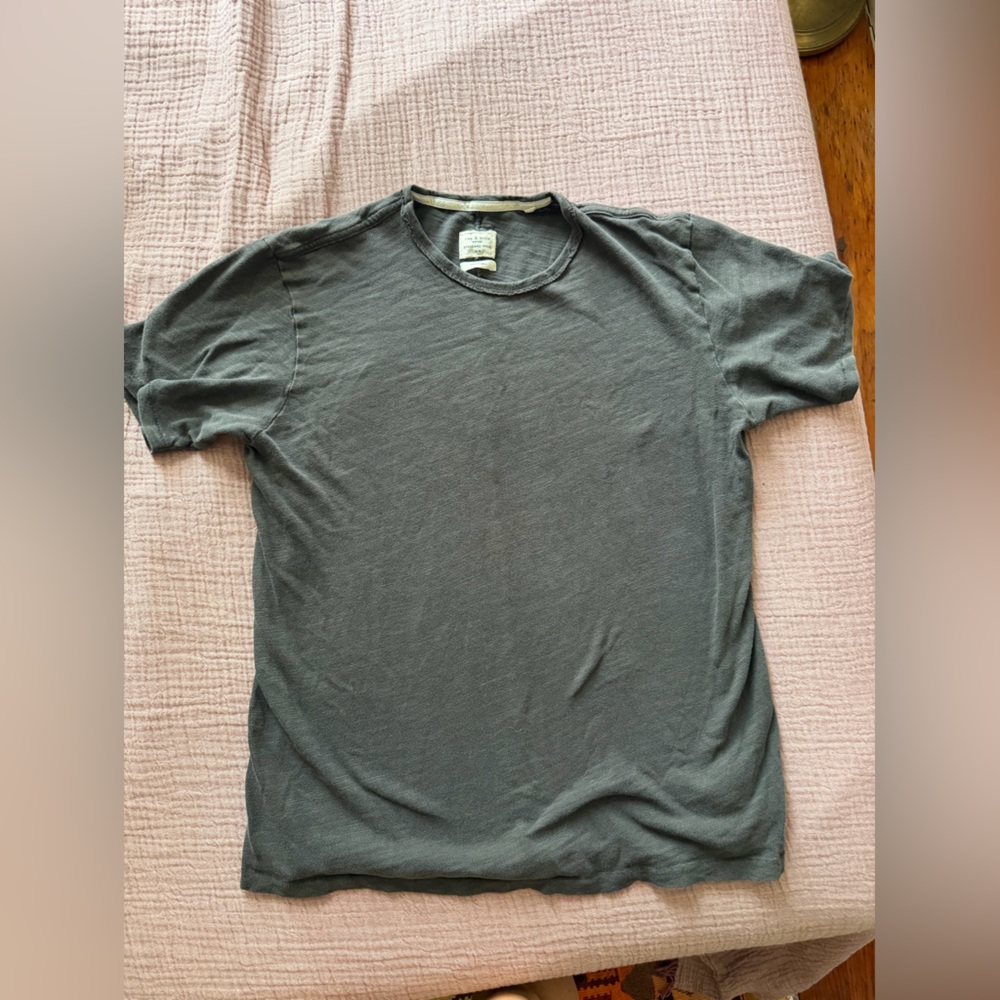 rag & bone Gray Distressed Tee | Oversized Slub Cotton T-Shirt | Size M